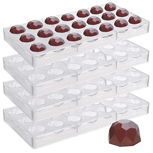 Yopay Polycarbonate Chocolate Molds 84 Cavities (4 Pack, Clear) | Diamond Shaped Tray for Mousse, Jelly, Pralines, Truffles, Sweets, Bonbons, Cookies thumbnail 1