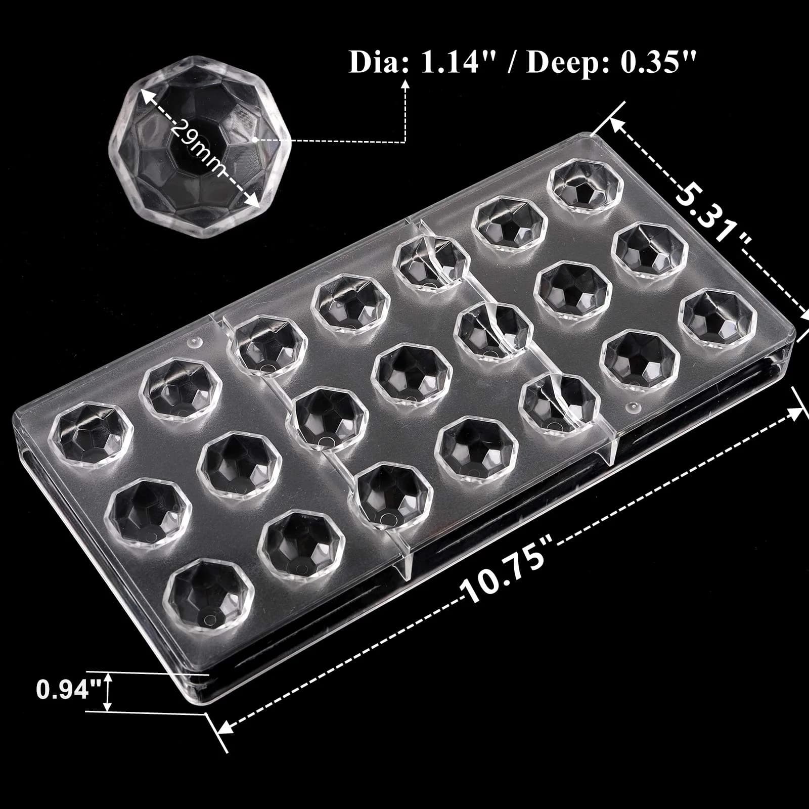 Yopay Polycarbonate Chocolate Molds 84 Cavities (4 Pack, Clear) | Diamond Shaped Tray for Mousse, Jelly, Pralines, Truffles, Sweets, Bonbons, Cookies - view 2