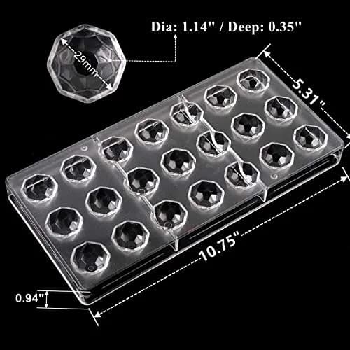 Yopay Polycarbonate Chocolate Molds 84 Cavities (4 Pack, Clear) | Diamond Shaped Tray for Mousse, Jelly, Pralines, Truffles, Sweets, Bonbons, Cookies thumbnail 2