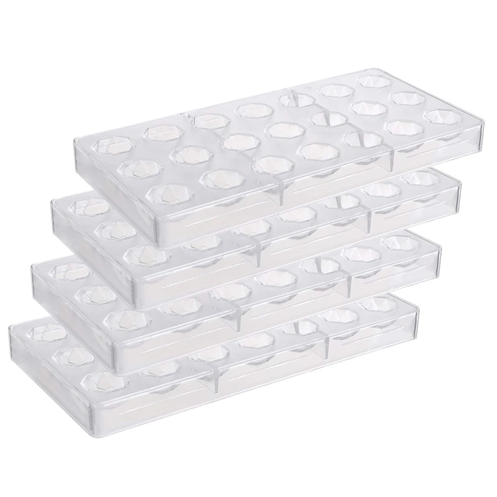 Yopay Polycarbonate Chocolate Molds 84 Cavities (4 Pack, Clear) | Diamond Shaped Tray for Mousse, Jelly, Pralines, Truffles, Sweets, Bonbons, Cookies - view 4