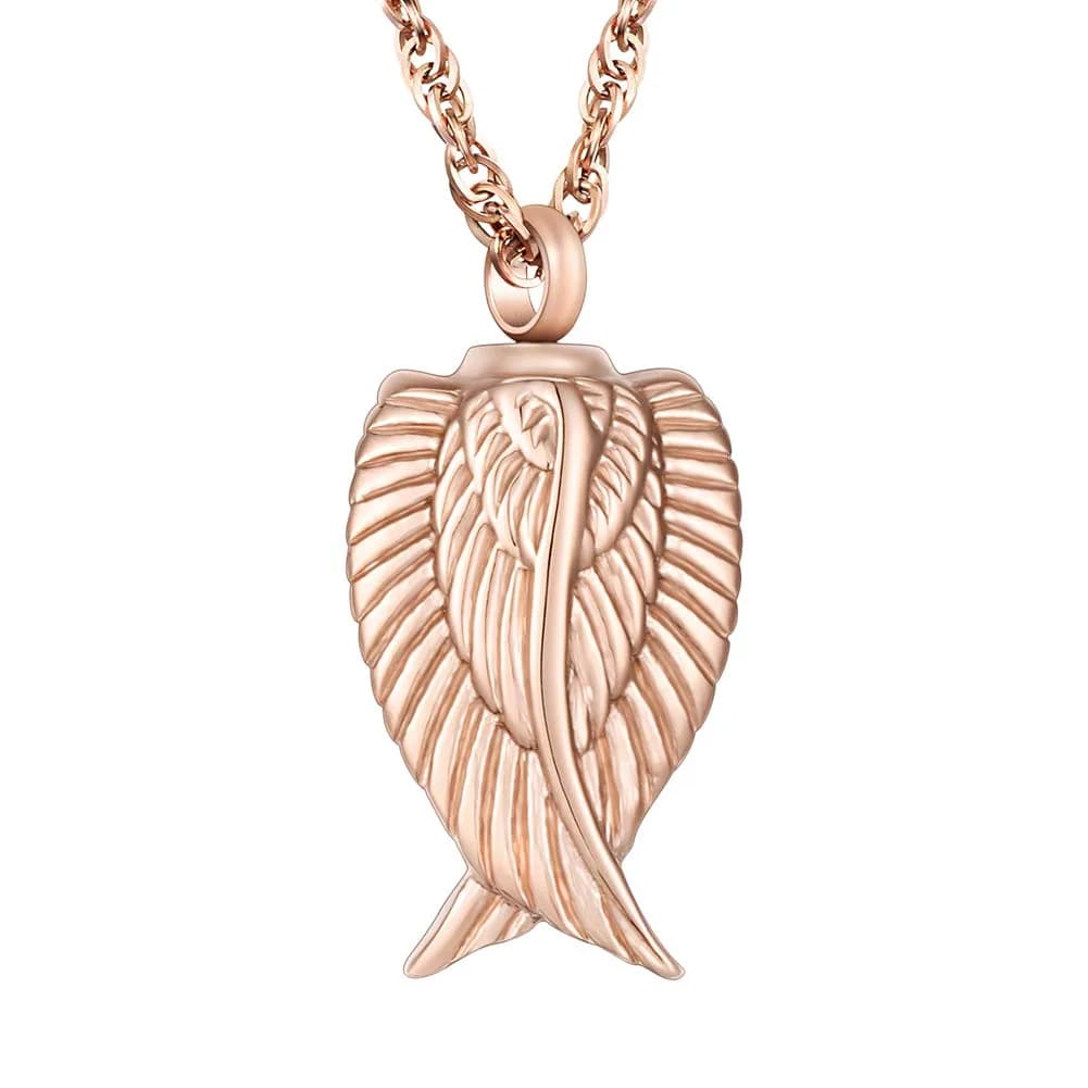 Dletay Angel Wing Cremation Necklace for Ashes | Memorial Jewelry in Stainless Steel (2.5cm x 1.5cm) | Waterproof & Large Capacity