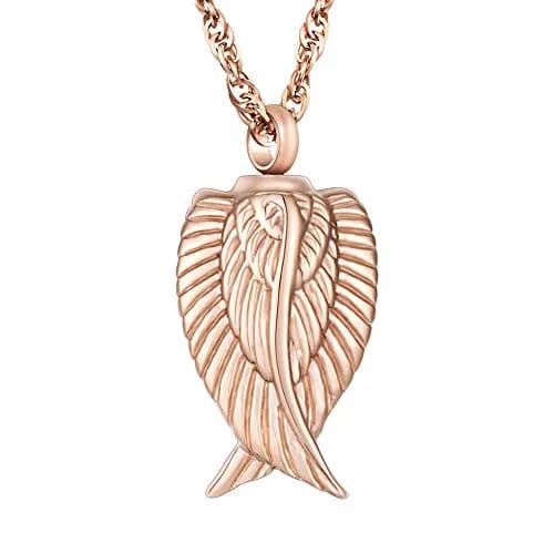 Dletay Angel Wing Cremation Necklace for Ashes | Memorial Jewelry in Stainless Steel (2.5cm x 1.5cm) | Waterproof & Large Capacity thumbnail 1