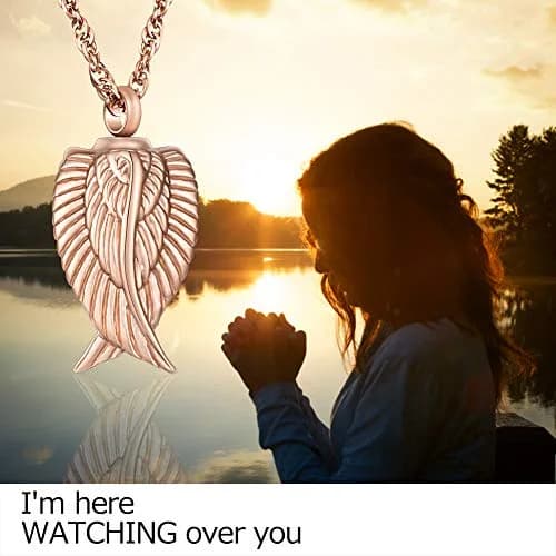 Dletay Angel Wing Cremation Necklace for Ashes | Memorial Jewelry in Stainless Steel (2.5cm x 1.5cm) | Waterproof & Large Capacity thumbnail 4