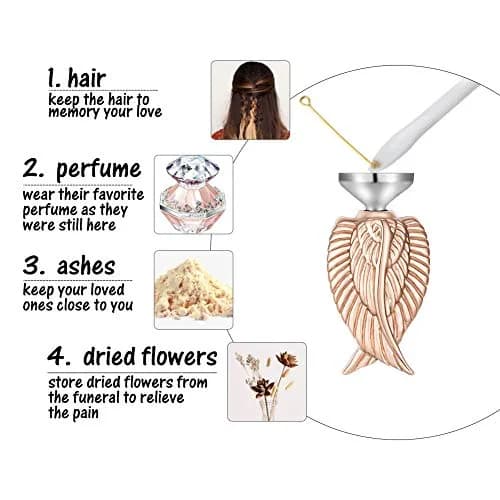 Dletay Angel Wing Cremation Necklace for Ashes | Memorial Jewelry in Stainless Steel (2.5cm x 1.5cm) | Waterproof & Large Capacity thumbnail 6