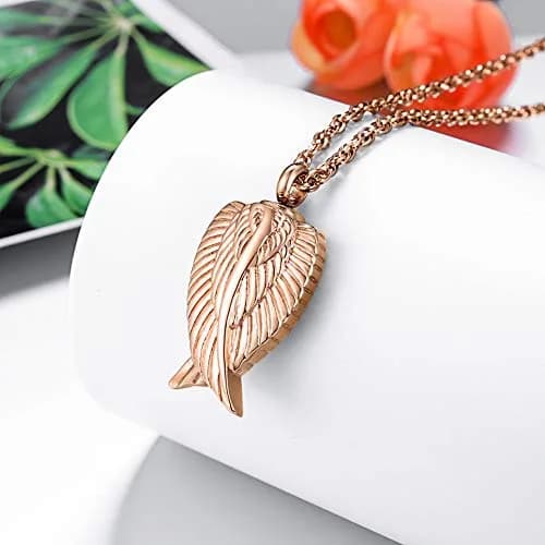Dletay Angel Wing Cremation Necklace for Ashes | Memorial Jewelry in Stainless Steel (2.5cm x 1.5cm) | Waterproof & Large Capacity thumbnail 2
