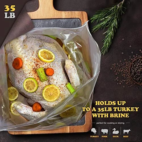 SCENGCLOS Extra Large Turkey Brining Bags 66cm x 56cm (26"x22") | Heavy Duty BPA-Free Food Grade Marinade Bags for Turkey, Ham, Beef (2-Pack) thumbnail 7