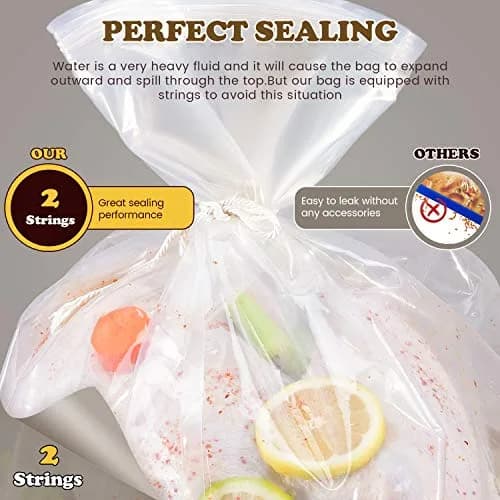 SCENGCLOS Extra Large Turkey Brining Bags 66cm x 56cm (26"x22") | Heavy Duty BPA-Free Food Grade Marinade Bags for Turkey, Ham, Beef (2-Pack) thumbnail 3