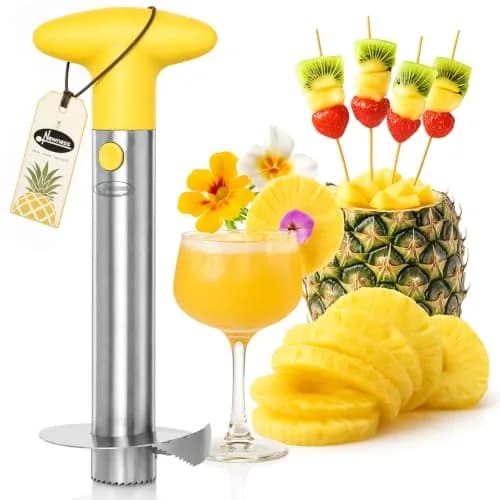 Newness Upgraded Pineapple Corer, Reinforced Thicker Blade, Yellow | Stainless Steel Kitchen Tool for Fast, Clean Pineapple Rings thumbnail 1