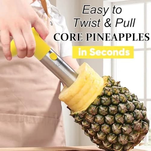 Newness Upgraded Pineapple Corer, Reinforced Thicker Blade, Yellow | Stainless Steel Kitchen Tool for Fast, Clean Pineapple Rings thumbnail 4