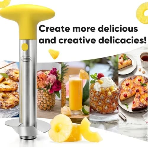 Newness Upgraded Pineapple Corer, Reinforced Thicker Blade, Yellow | Stainless Steel Kitchen Tool for Fast, Clean Pineapple Rings thumbnail 5