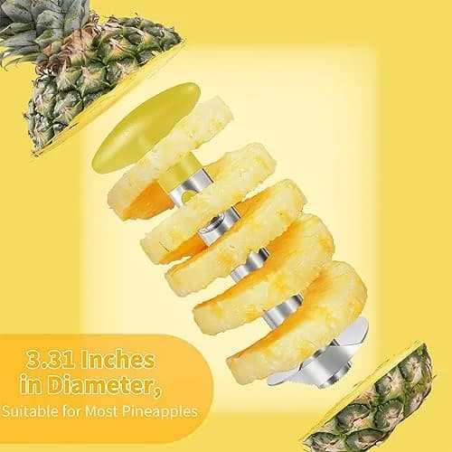 Newness Upgraded Pineapple Corer, Reinforced Thicker Blade, Yellow | Stainless Steel Kitchen Tool for Fast, Clean Pineapple Rings thumbnail 2