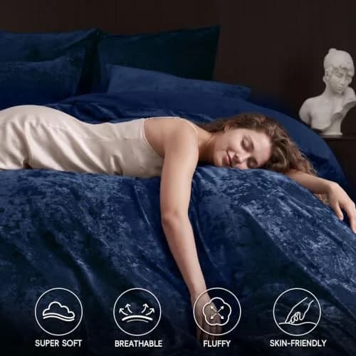 PHF Luxury Velvet Duvet Cover Set King Size | Ultra Soft Breathable Velvet & Microfiber (104" x 90") thumbnail 4