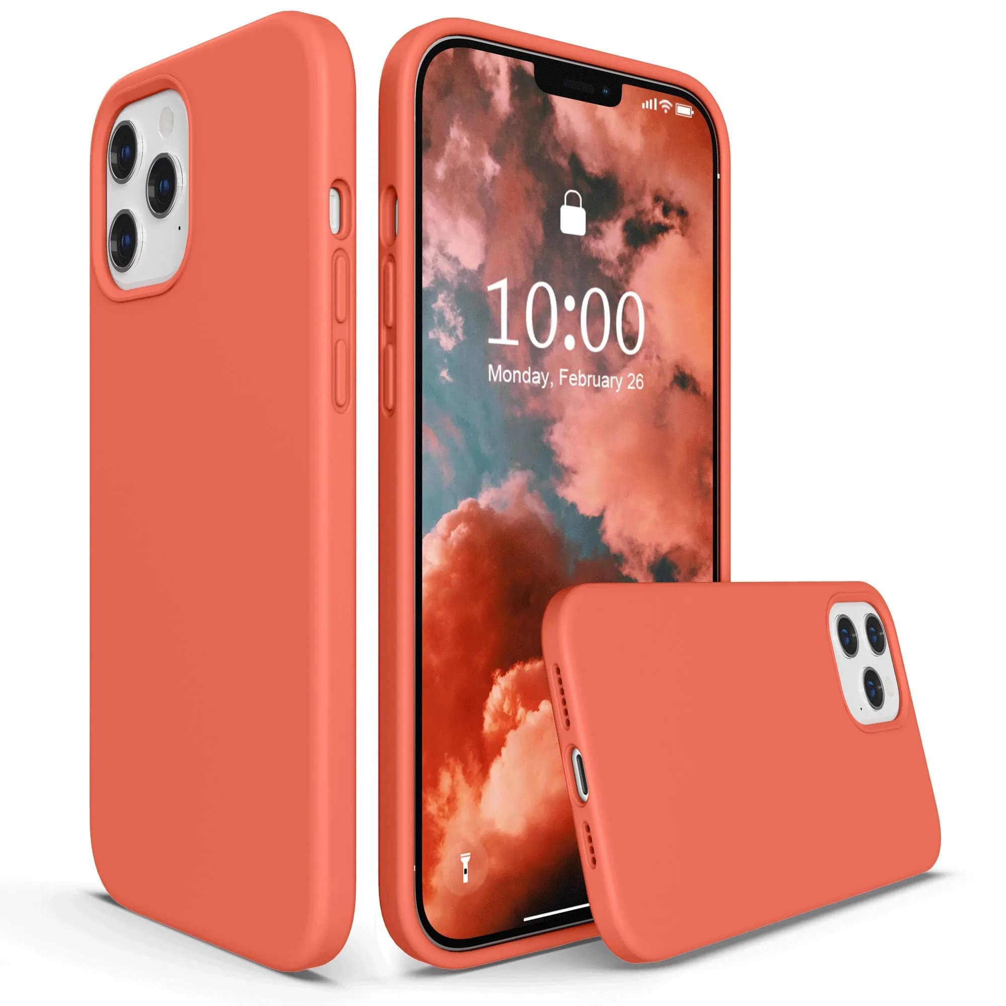 SURPHY Liquid Silicone Phone Case for iPhone 12 Pro Max 6.7 inches | Microfiber Lining, Drop Protection, Easy to Clean — Nectarine