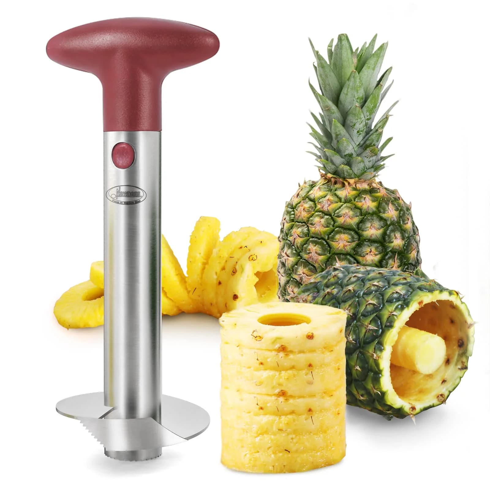 Newness Upgraded Pineapple Corer, Reinforced Stainless Steel Blade, Red | Effortless Peeling & Slicing - main product image