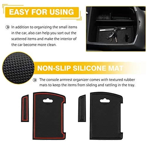 Autorder Center Console Organizer for Kia Seltos 2021-2026 | Secondary Armrest Storage Box Insert Tray with 2 Color Mats thumbnail 4