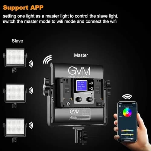GVM RGB LED Video Light with Tripod Stand Barndoors | Dimmable RGB & Bi-color Studio Lighting Kit thumbnail 6