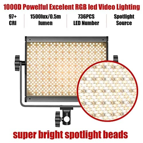 GVM RGB LED Video Light with Tripod Stand Barndoors | Dimmable RGB & Bi-color Studio Lighting Kit thumbnail 3