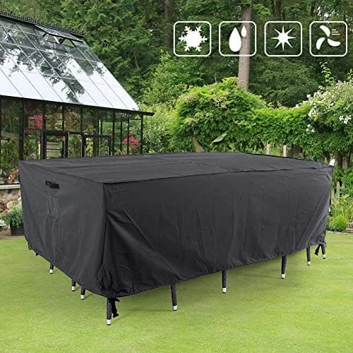 Tempera Outdoor Dining Set Cover for Outside Table and Chairs | Waterproof, Anti-Fading, Space Grey (86'' x 44'' x 27.8'') thumbnail 7