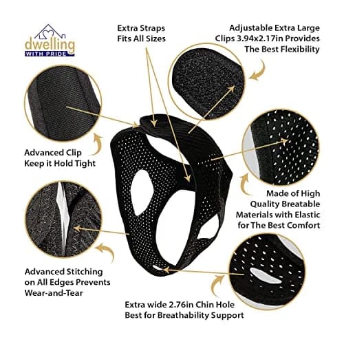 Dwelling With Pride Anti Snore Chin Strap Black | Ergonomic Fit for Men and Women thumbnail 4