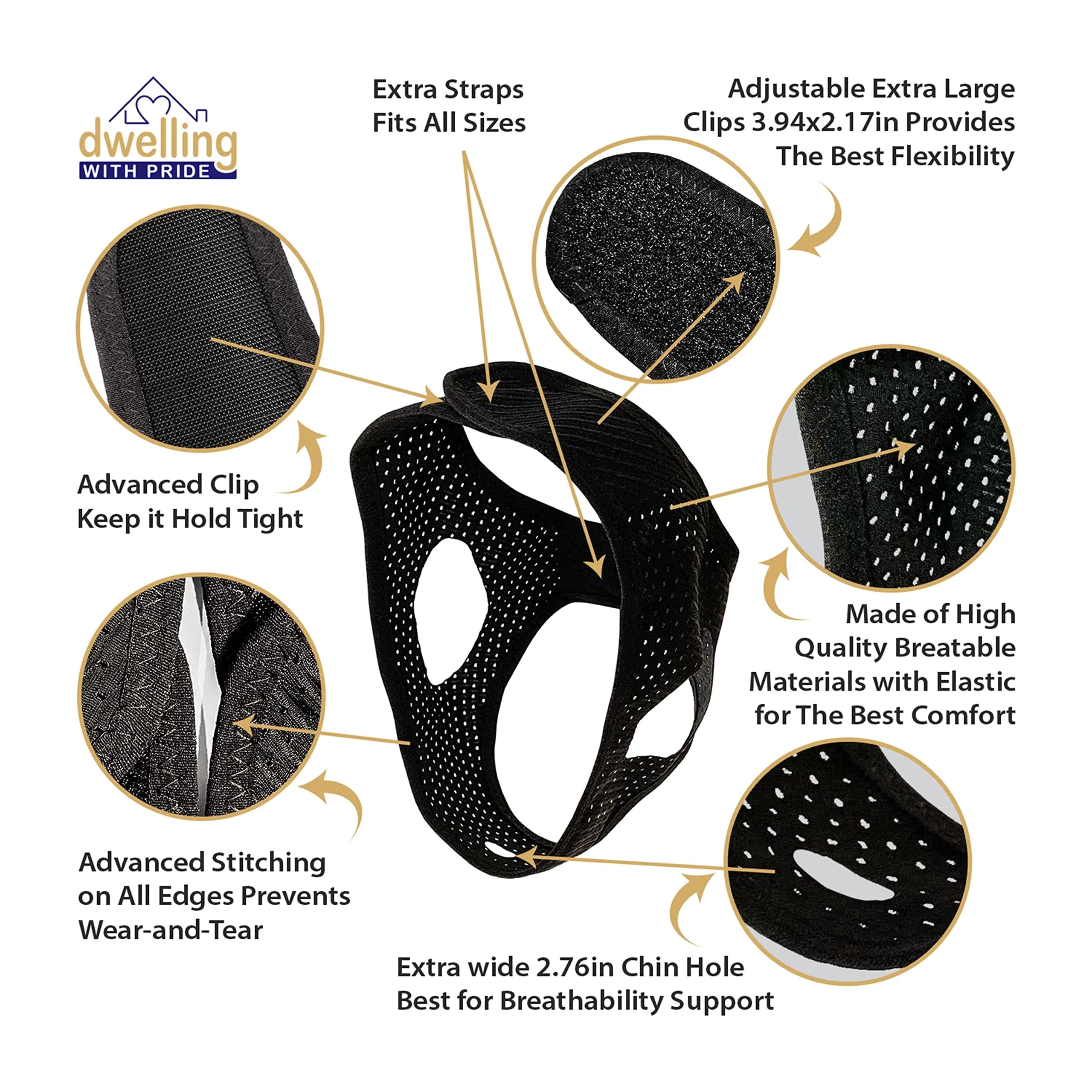 Dwelling With Pride Anti Snore Chin Strap (Pack of 3) - Ergonomic Fit for Men and Women - view 4