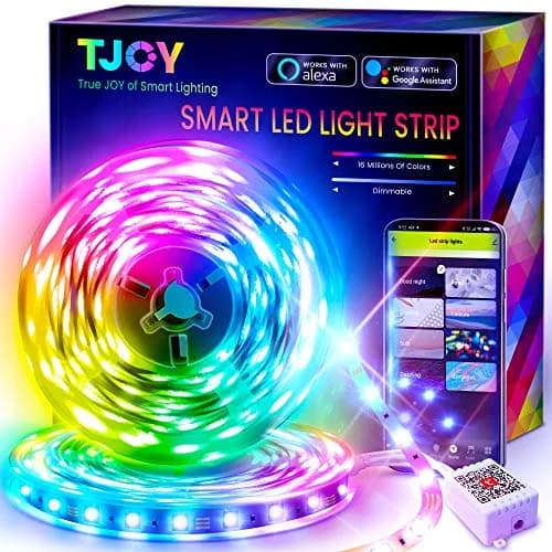 TJOY 50ft Smart Led Strip Lights for Bedroom | RGB Color Changing Music Sync with App & Voice Control thumbnail 1