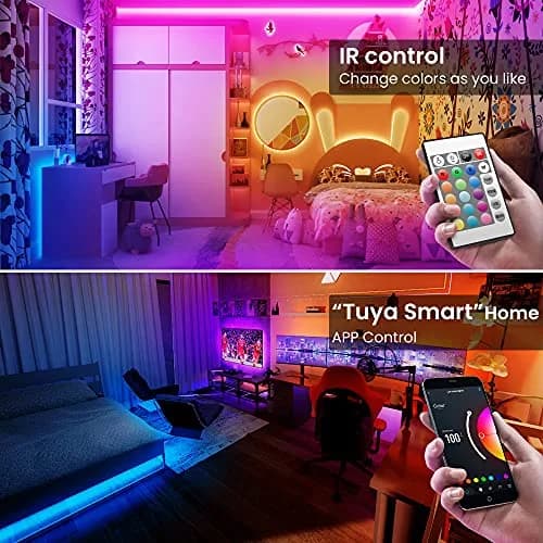 TJOY 50ft Smart Led Strip Lights for Bedroom | RGB Color Changing Music Sync with App & Voice Control thumbnail 4