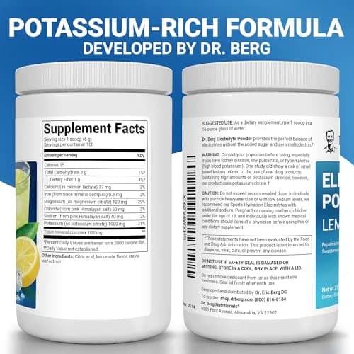 Dr. Berg Nutritionals Keto Electrolyte Powder Lemonade 1.38 lb (626 g) | Zero Sugar Hydration Drink Mix with 1000 mg Potassium thumbnail 2