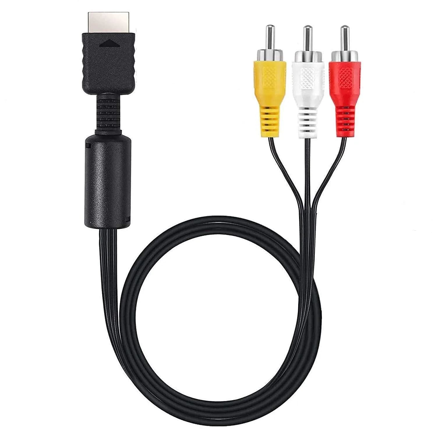 Suncala AV TV RCA Audio Video Cord Cable 6ft (1.8m) for PlayStation PS1, PS2, PS3 | Connects to TVs with RCA Input — Black