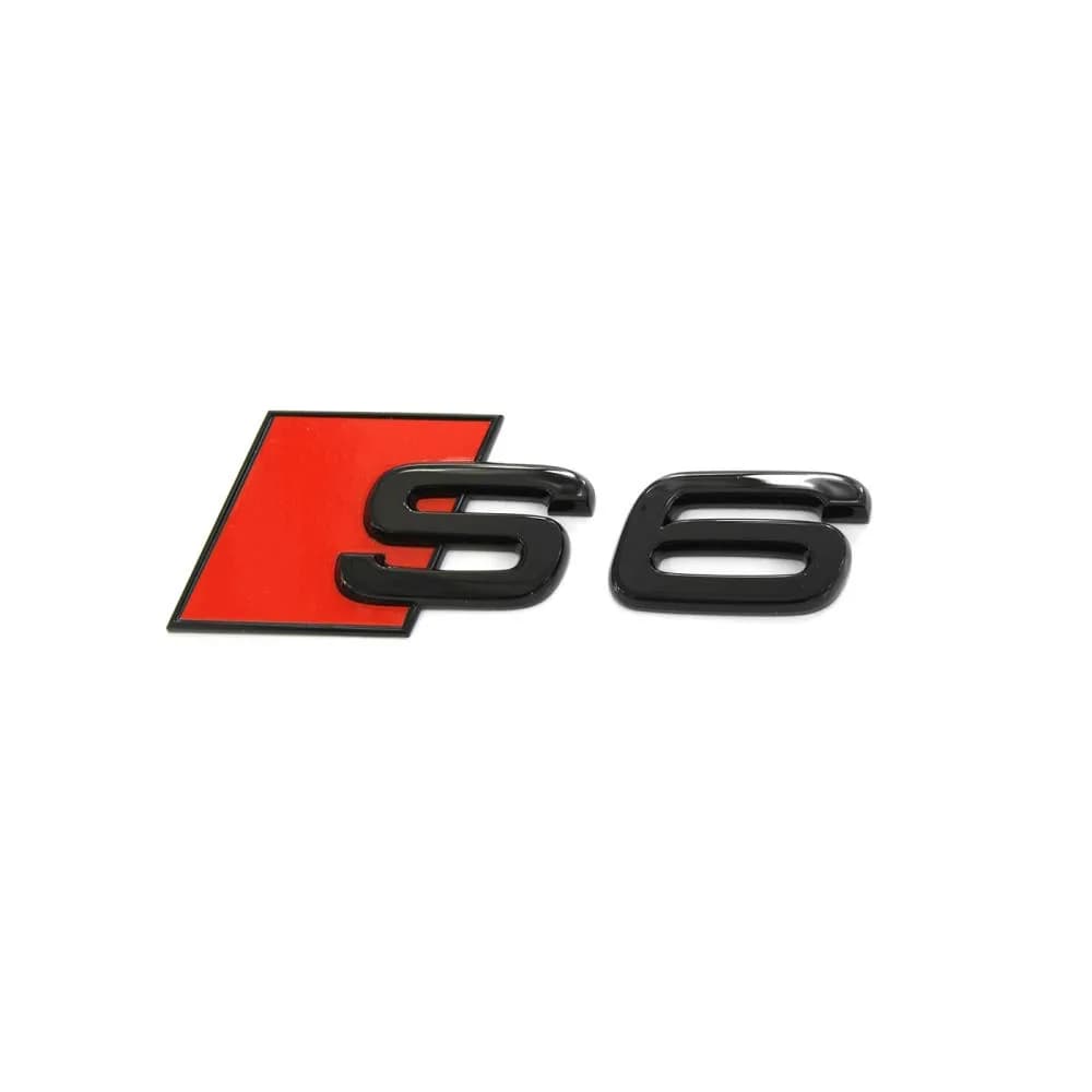 Audi 4K0071804 Lettering S6 Black/Red Tuning Black Edition Emblem | Perfect Fit, Self-Adhesive, Glossy Black & Red