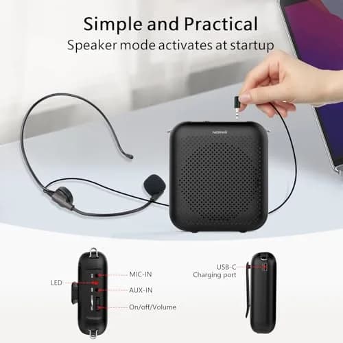 Norwii Portable Voice Amplifier with Wired Headset Microphone | 10W Output, 15-30 Hours Battery thumbnail 7