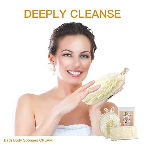 CROVIN Mesh Pouf Body Sponge Set - Redesign Bath Loofahs Shower Puffs 2 Pack & Exfoliating Natural Loofah Back Scrubber (70-120c) thumbnail 5