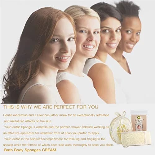 CROVIN Mesh Pouf Body Sponge Set - Redesign Bath Loofahs Shower Puffs 2 Pack & Exfoliating Natural Loofah Back Scrubber (70-120c) thumbnail 8