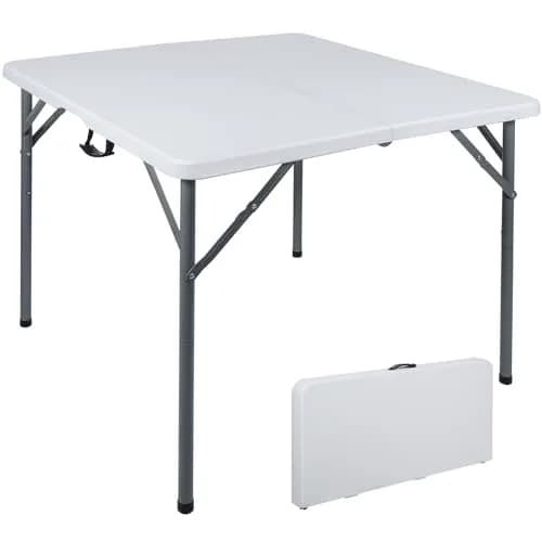 REDCAMP 34" Square Folding Card Table with Resin Top | Portable Indoor Outdoor Use, White thumbnail 1