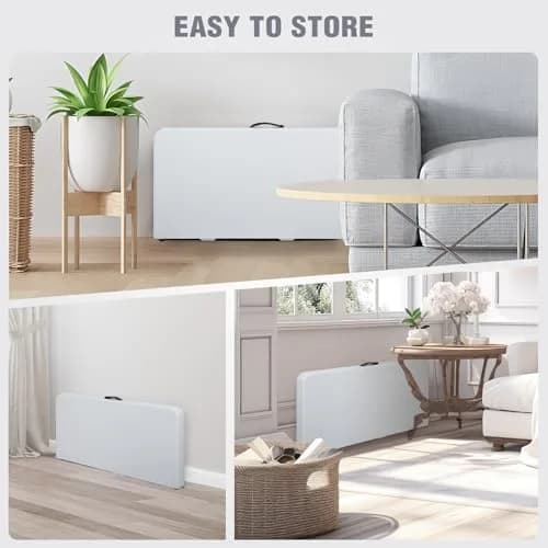 REDCAMP 34" Square Folding Card Table with Resin Top | Portable Indoor Outdoor Use, White thumbnail 6