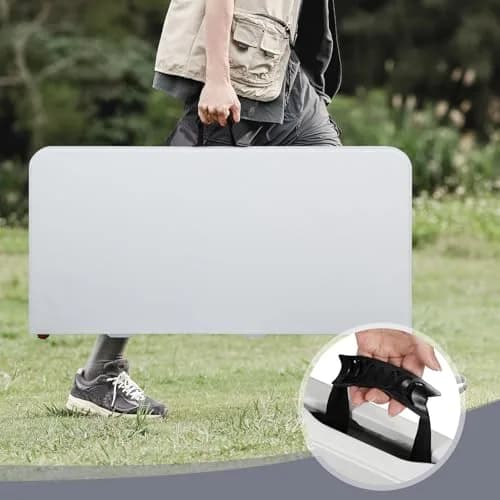 REDCAMP 34" Square Folding Card Table with Resin Top | Portable Indoor Outdoor Use, White thumbnail 7