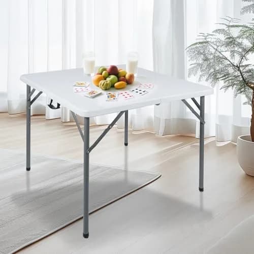 REDCAMP 34" Square Folding Card Table with Resin Top | Portable Indoor Outdoor Use, White thumbnail 8
