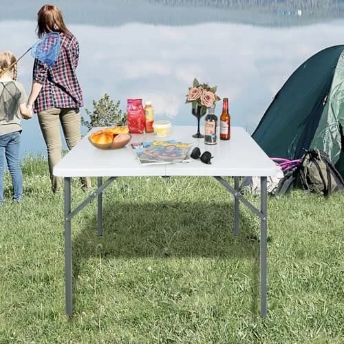REDCAMP 34" Square Folding Card Table with Resin Top | Portable Indoor Outdoor Use, White thumbnail 9