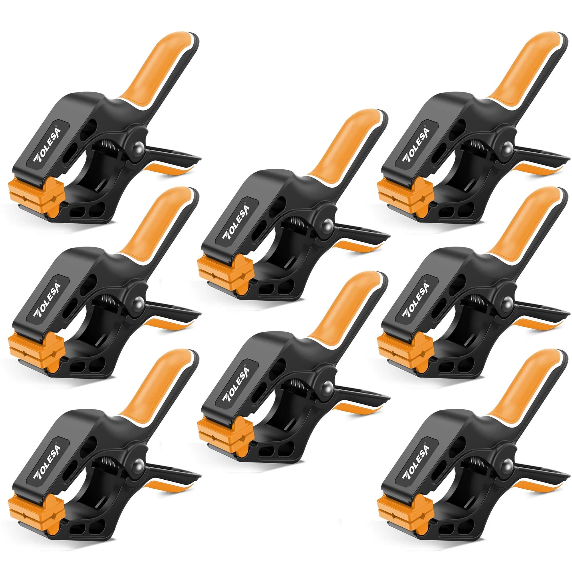 TOLESA Heavy Duty Spring Clamps, 4 Inch 8-Pack, Deep Throat for Woodworking