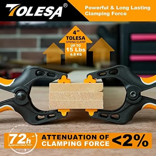 TOLESA Heavy Duty Spring Clamps, 4 Inch 8-Pack, Deep Throat for Woodworking thumbnail 2