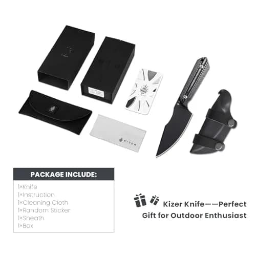 Kizer Harpoon Fixed Blade Knife, D2 Steel, Black Micarta Handle, 7.75in Overall, Outdoor & Hunting Utility thumbnail 7