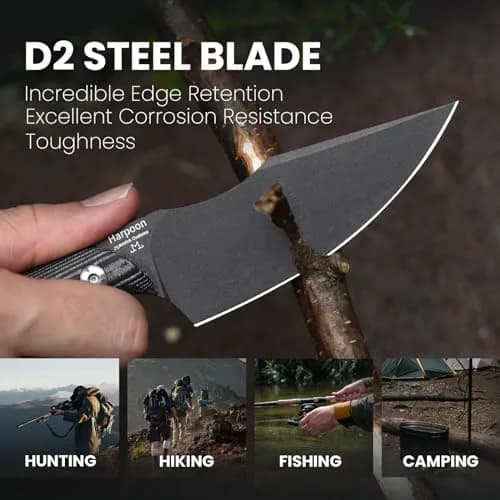 Kizer Harpoon Fixed Blade Knife, D2 Steel, Black Micarta Handle, 7.75in Overall, Outdoor & Hunting Utility thumbnail 2