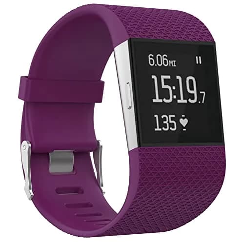 Yuuol Replacement Bands for Fitbit Surge Watch, Silicone Compatible Metal Buckle Fitness Tracker Original Wristband Strap Small & Large Purple | Water Resistant thumbnail 1