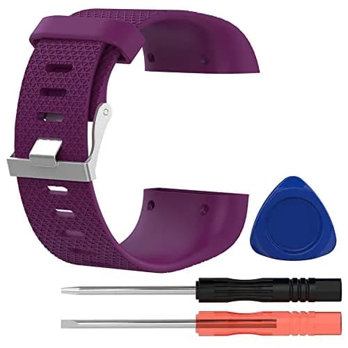 Yuuol Replacement Bands for Fitbit Surge Watch, Silicone Compatible Metal Buckle Fitness Tracker Original Wristband Strap Small & Large Purple | Water Resistant thumbnail 4