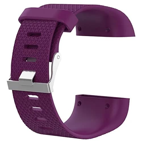 Yuuol Replacement Bands for Fitbit Surge Watch, Silicone Compatible Metal Buckle Fitness Tracker Original Wristband Strap Small & Large Purple | Water Resistant thumbnail 3