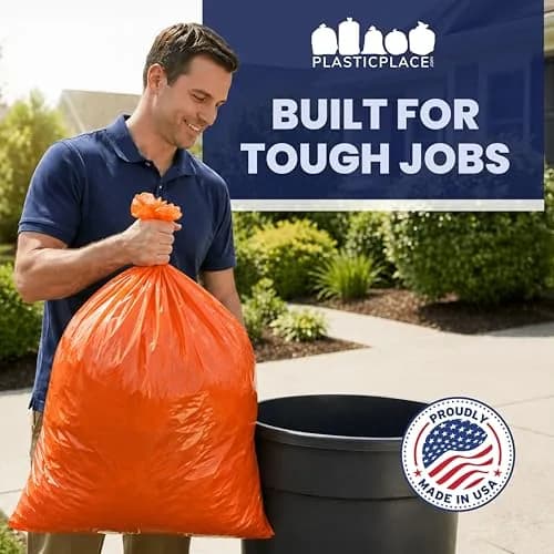 Plasticplace Heavy Duty Trash Bags 55-60 Gallon | 1.2 Mil Thick, Orange, 50 Count thumbnail 8