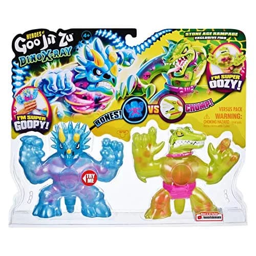 Heroes of Goo Jit Zu Dino X-Ray Stone Age Rampage Versus Pack - Tritops vs Shredz 2 Piece Set | ASTM-Tested Toy Figures thumbnail 2