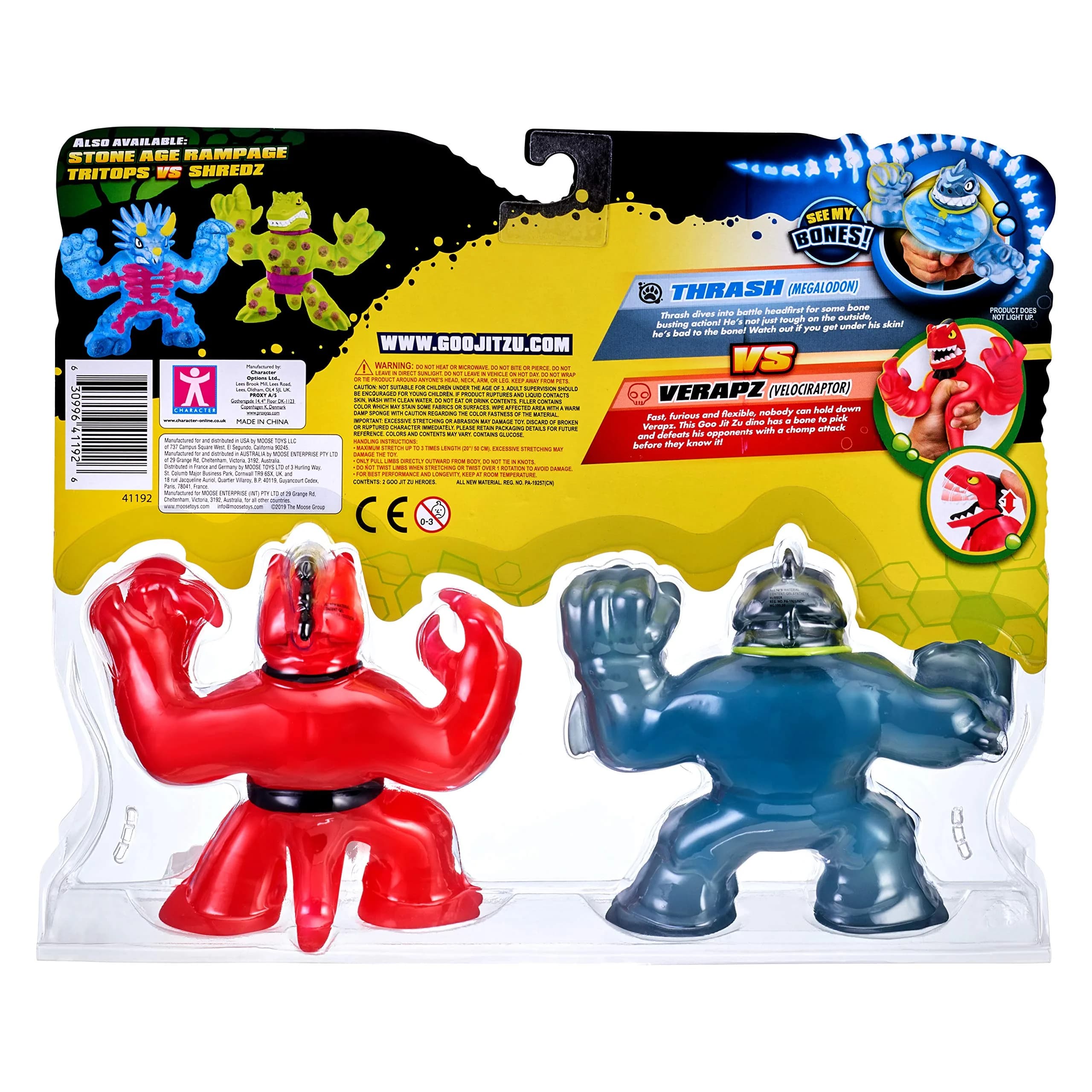 Heroes of Goo Jit Zu Dino X-Ray Fossil Faceoff Versus Pack - Thrash vs Verapz 2 Piece Set | ASTM-Tested Toy Figures - view 7