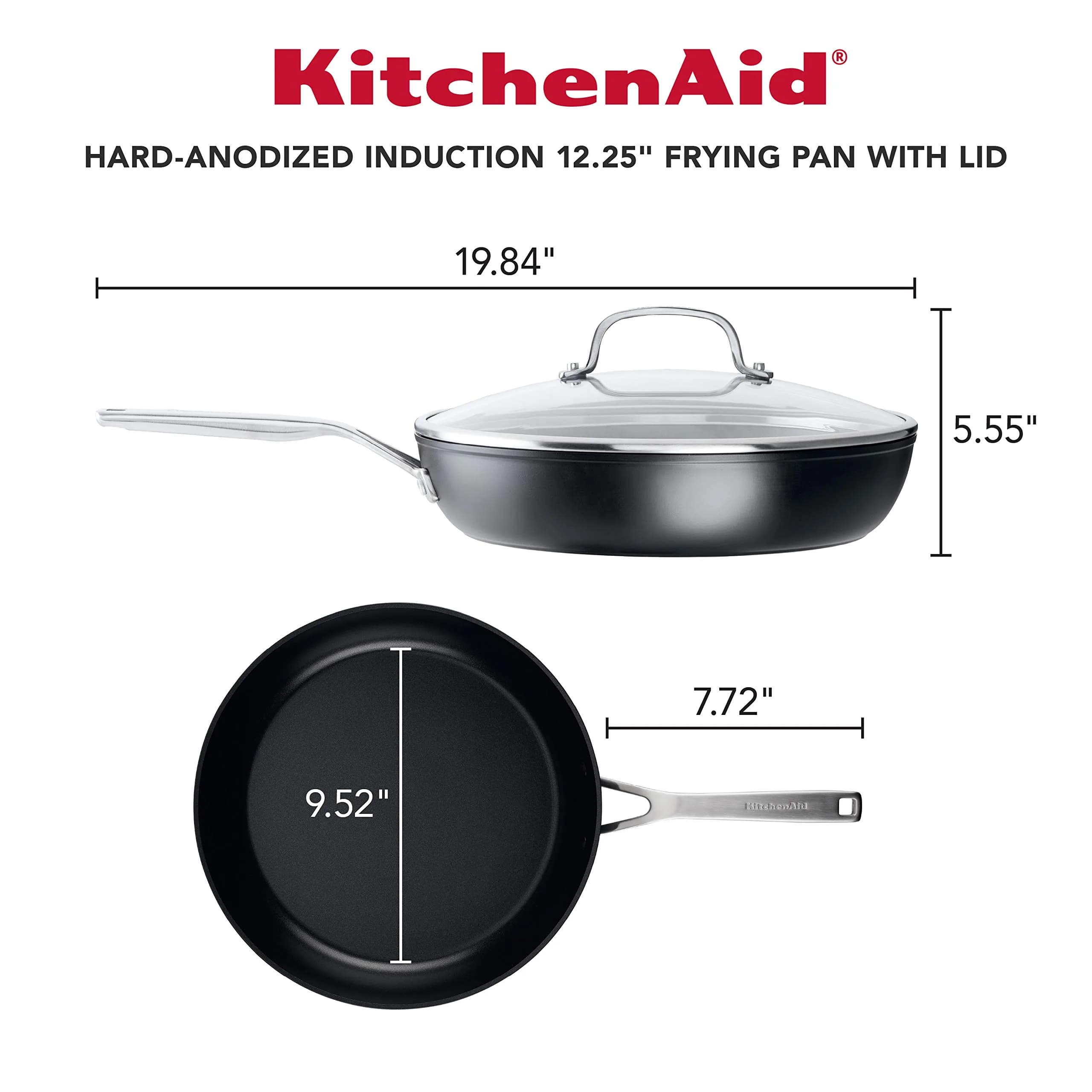 KitchenAid Induction Nonstick Frying Pan with Lid, 30.5 cm (12.25-Inch) | Even Heat for Consistent Results thumbnail 2