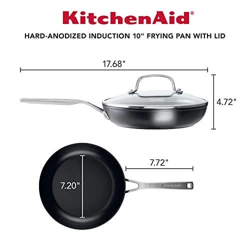 KitchenAid Hard-Anodized Induction Frying Pan with Lid, 10-Inch (25 cm) | Even Heat, Nonstick Cooking thumbnail 2