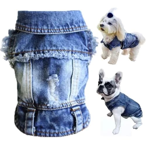 Brocarp Dog Jeans Jacket Pet Denim Vest for Small Dogs & Puppies | Four-Season Comfort & Style thumbnail 1